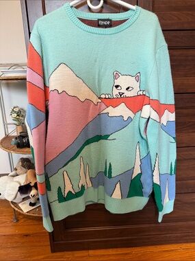 Ripndip Mint Cat Mountain Graphic Crewneck Sweater